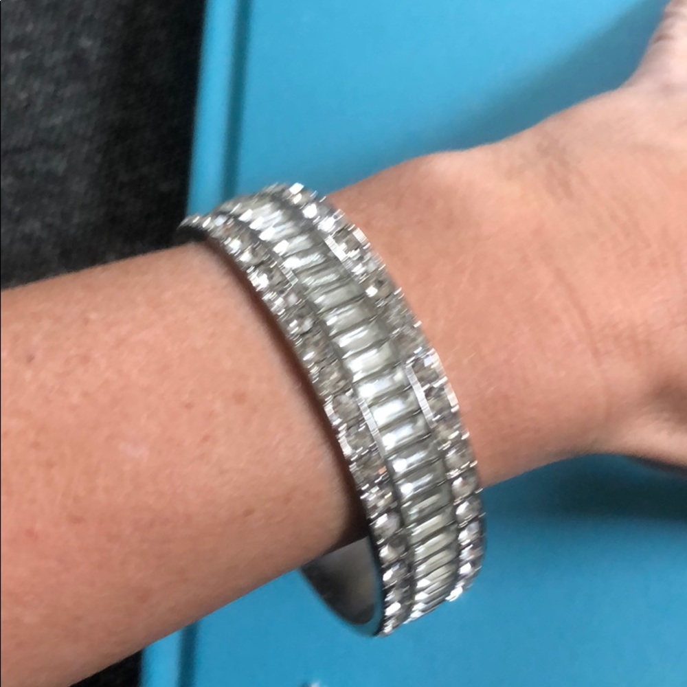 Clear rhinestone and beaded cuff bracelet